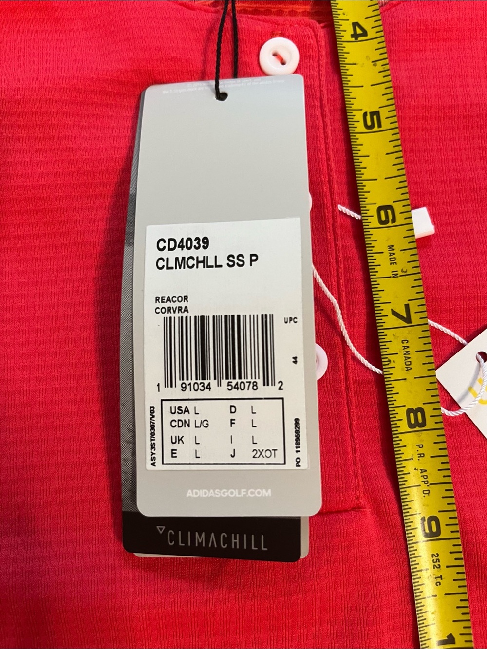 NWT Adidas Climachill upf 50 Women’s Red Short-Sleeve Henley Golf Top Shirt - Picture 8 of 9